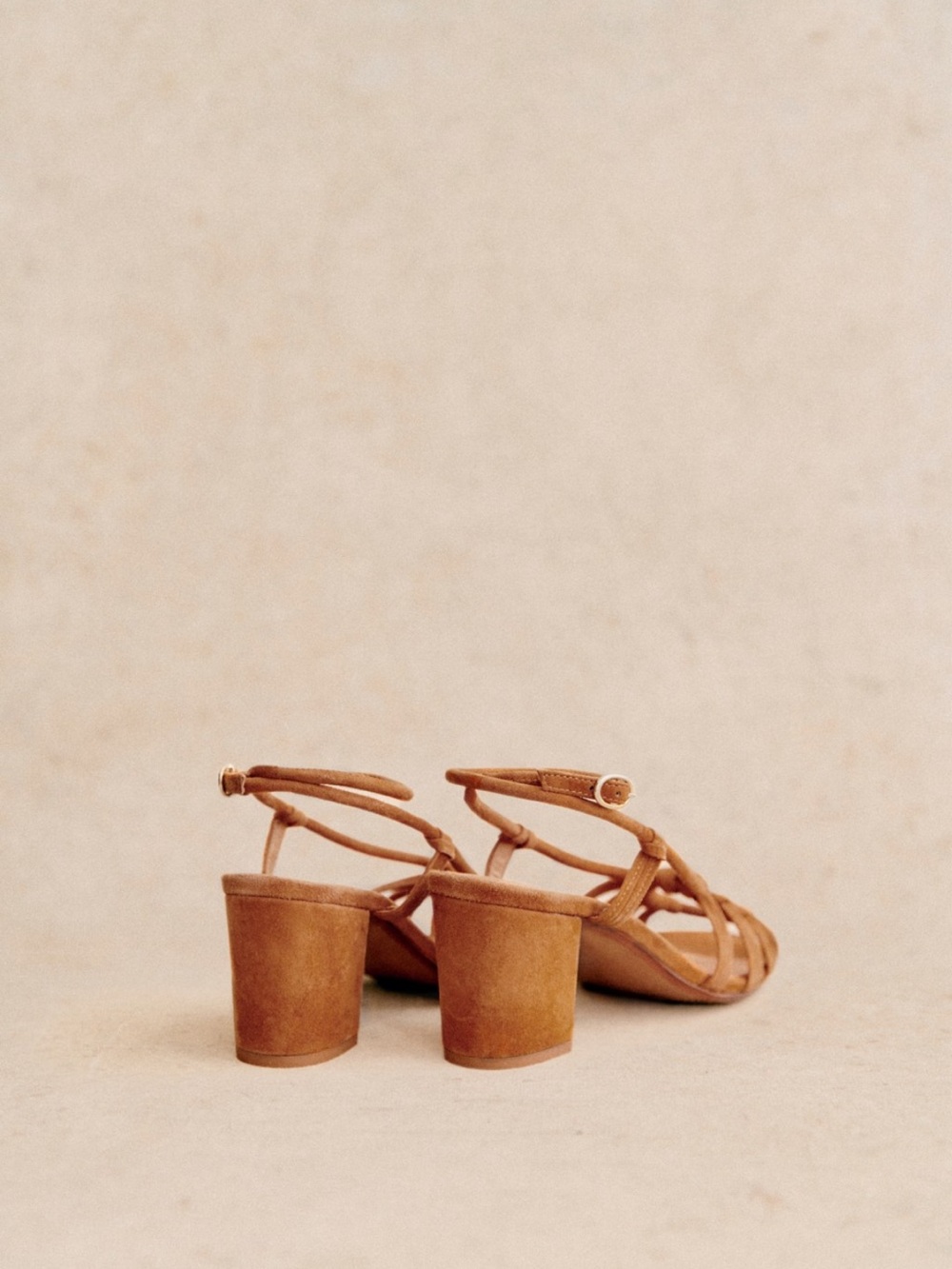 Sezane Gloria Scrappy Knot Block Heel Sandals - Light Camel - Picture 4 of 4